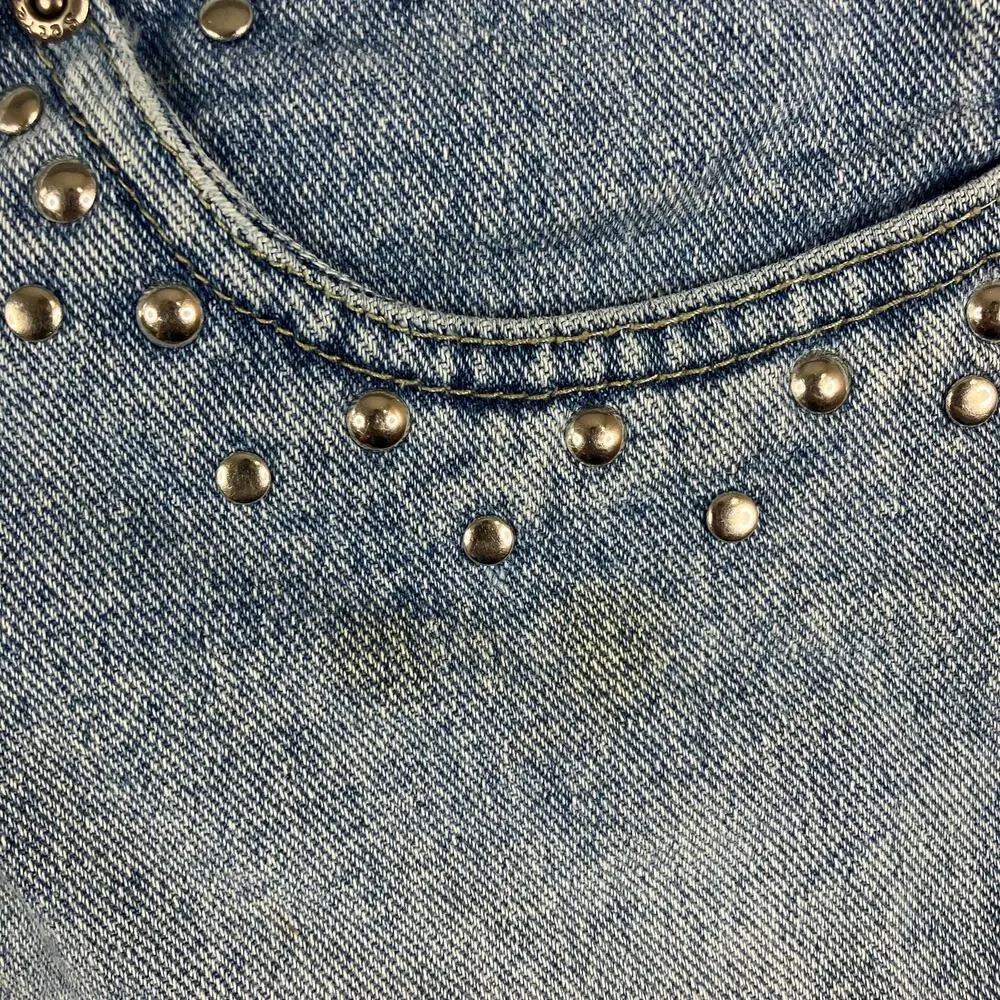 Wild Secret Denim Shorts Womens 9 Light Wash Studded Distressed‎ Frayed Hem
